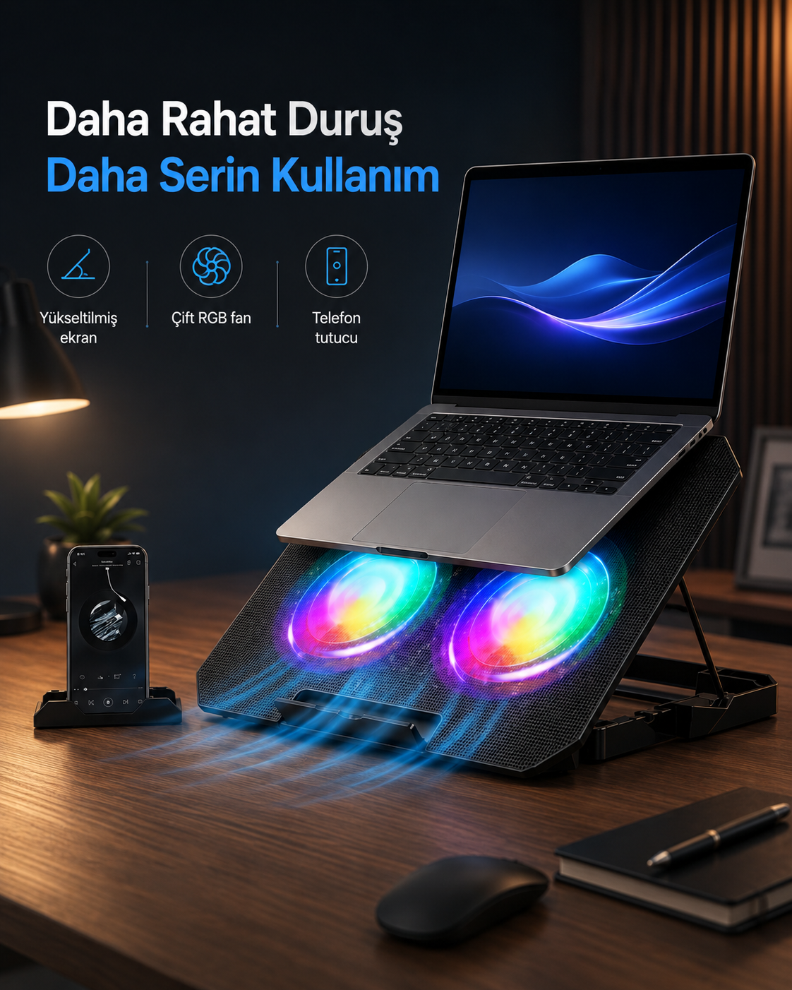 RGB Soğutmalı Laptop Yükseltici Stand