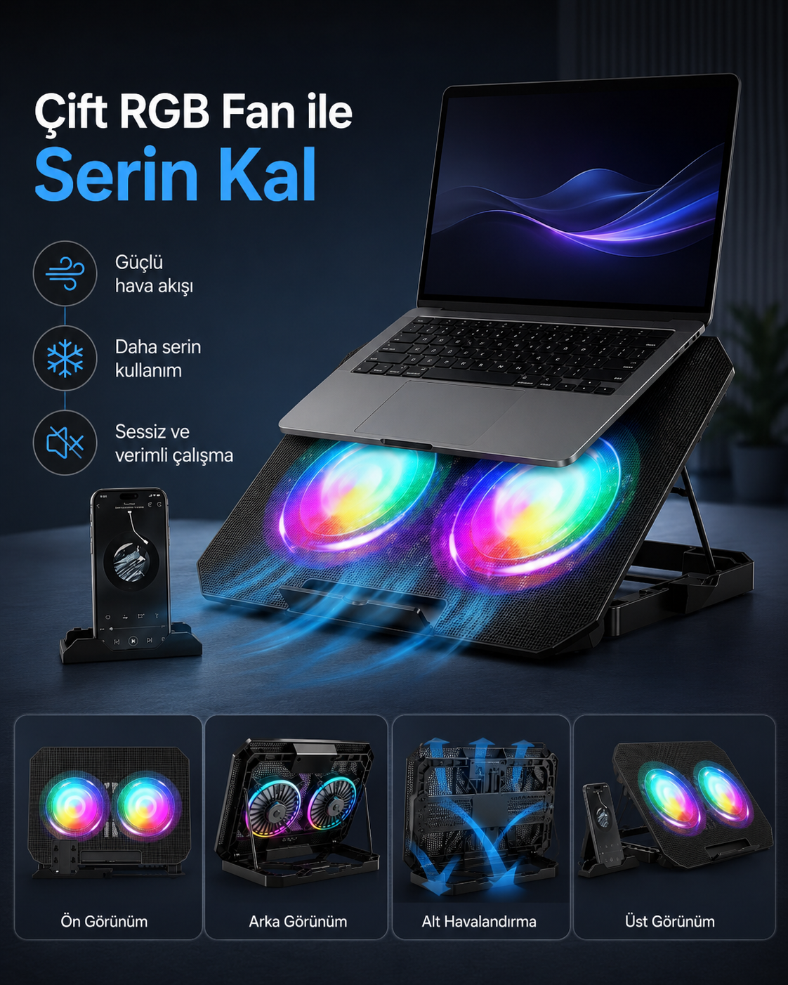 RGB Soğutmalı Laptop Yükseltici Stand